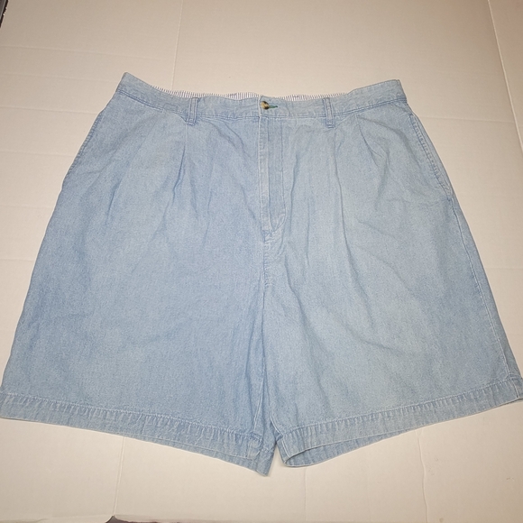 Tommy Hilfiger 90s‎ Light Blue Denim Shorts Pleated Size 40 - Picture 1 of 8
